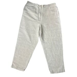 Vtg Talbots Irish Linen Blend Crop Pants Sz 16 Beige High‎ Rise Office  34X26